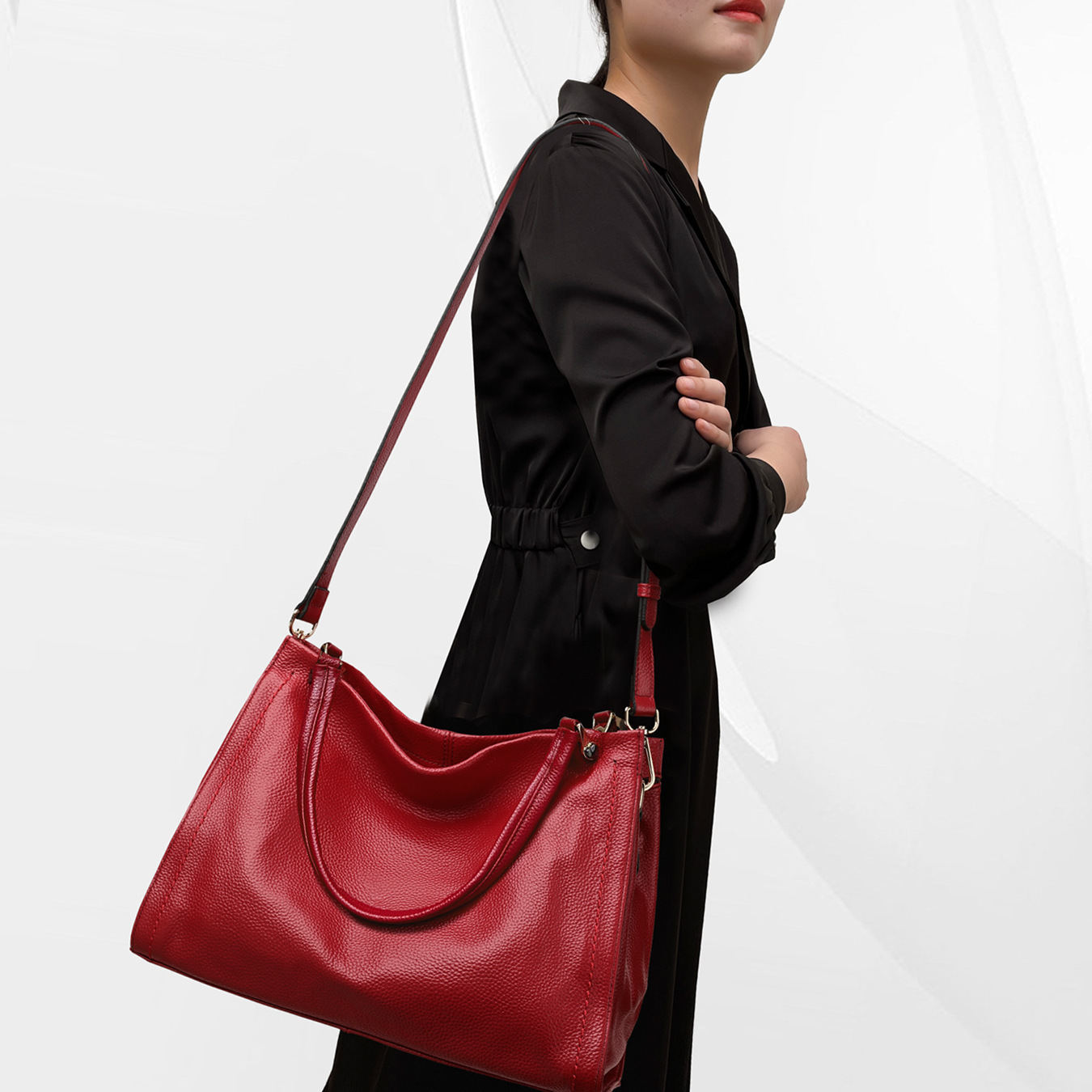 Women's Simple Cowhide Leather Single-shoulder Bag - Image 2