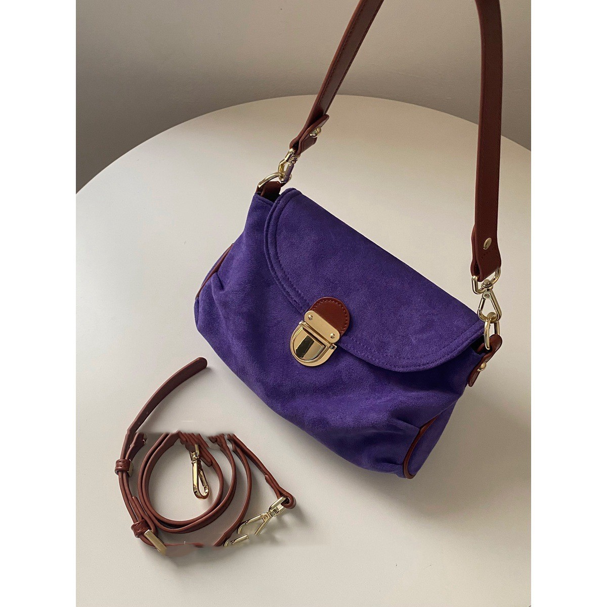 Niche Suede Purple Underarm Bag - Image 2
